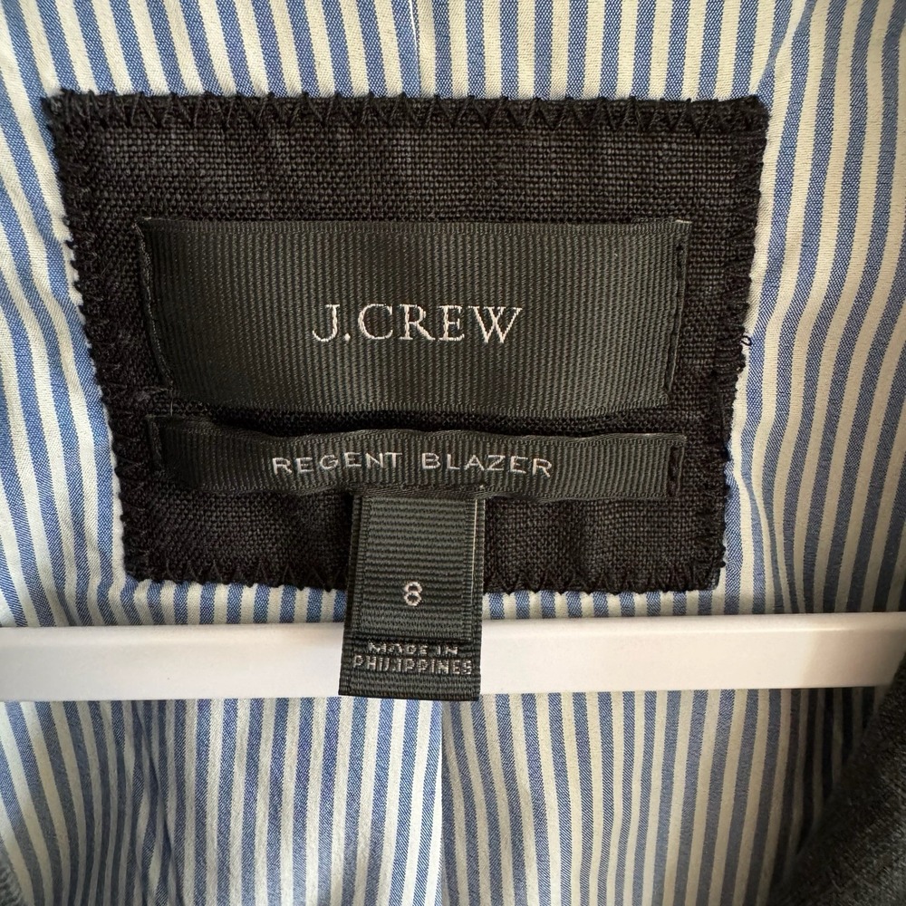 J. Crew Womens Regent Blazer 8 100% Linen Blue Classic Office Work Jacket - Picture 4 of 11